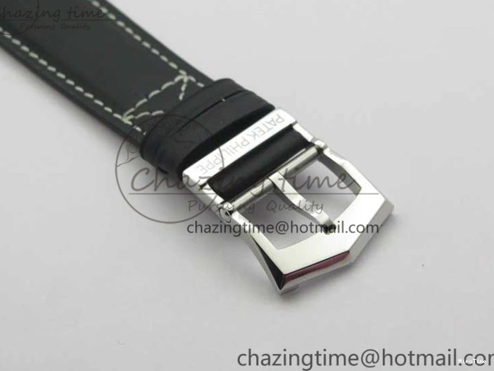 MIROTIME 0404 Practical Calatrava 5524 Pilot Travel Time SS GRF Blue Dial on Black Leather Strap A324 V 7107